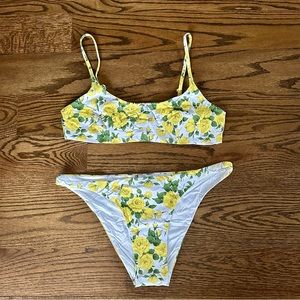 Onia Liberty Yellow Rose Bikini Set, Sarita Top & Ashley Bottom, NWT